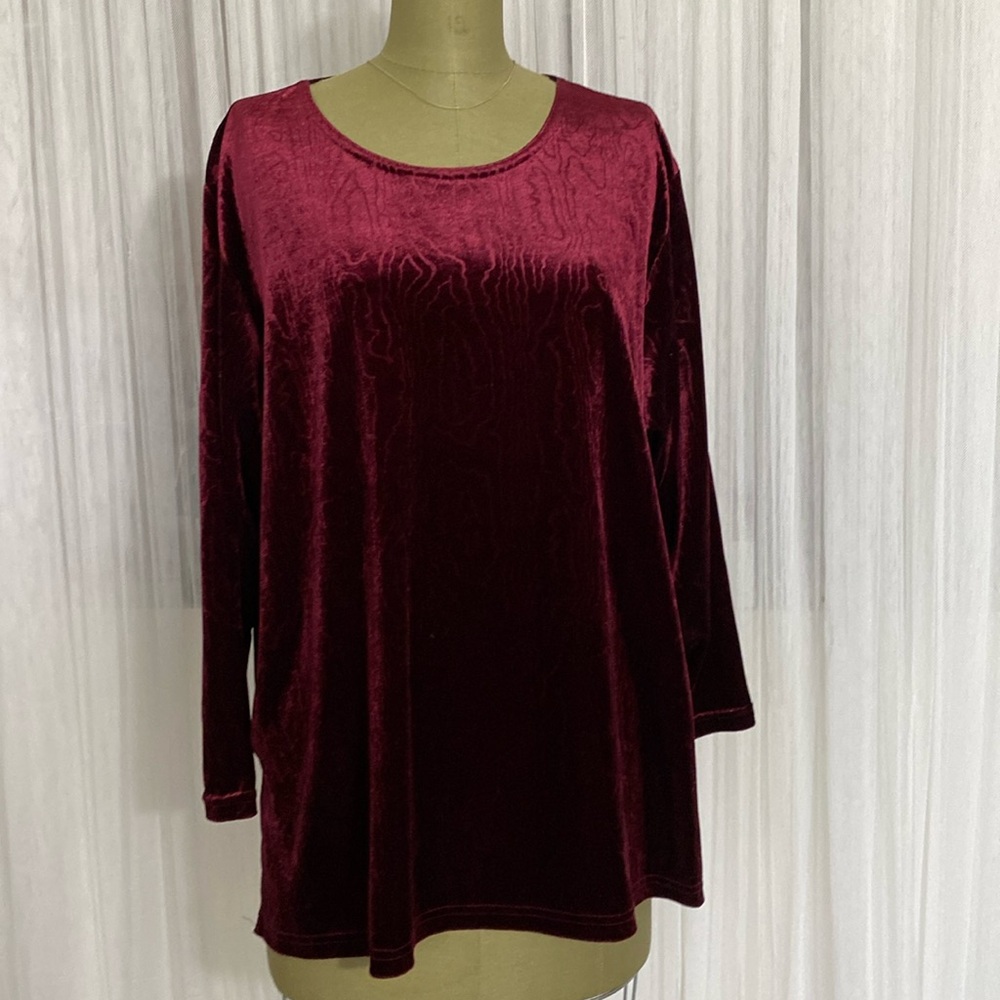 Vintage 80โs Y2K Hunt Club burgundy velvet paisley tunic! Holiday Christmas 2XL